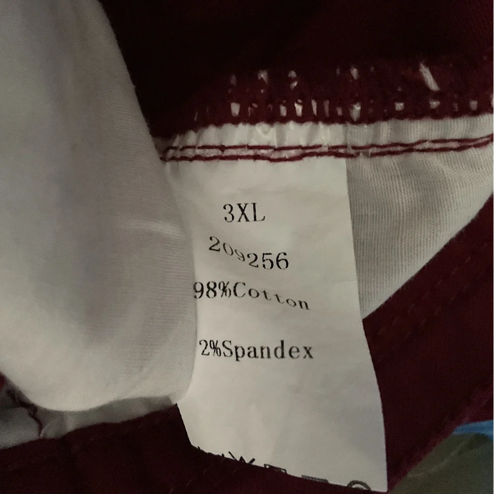 NWT Women’s FLAMINGALS Plus 3XL Wide Leg COTTON Jeans Mid Waist Flare Pants Wine - Picture 5 of 13